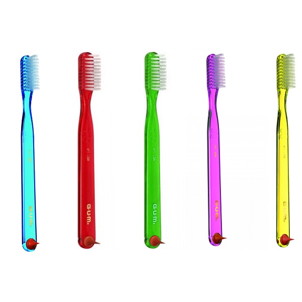 Cepillo Dental Clásico Gum 411 Suave Classic Toothbrush Gum 411 Soft -  Assorted Colors (2 count)