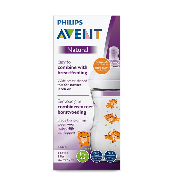 Luiheid Virus frequentie Avent SCF070/20 Natural Plastic Baby Bottle (1m+) – Tiger 260ml | Foto  Pharmacy