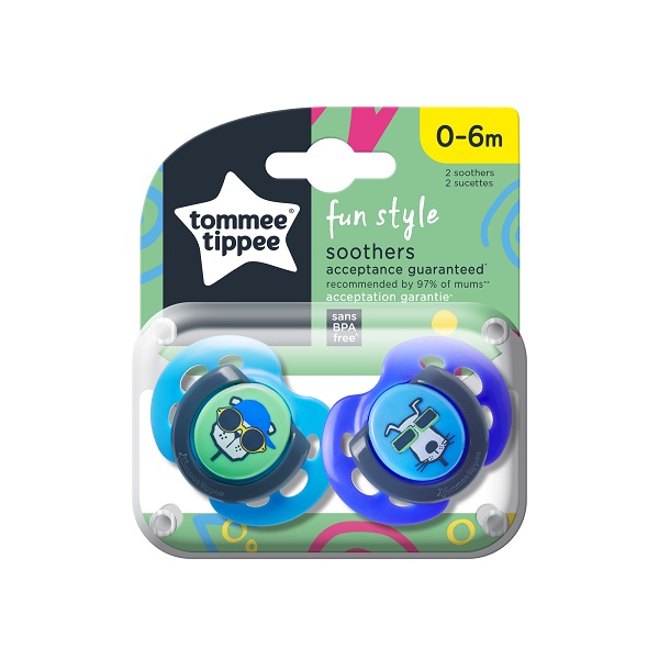 TOMMEE TIPPEE 2 SUCETTES FUN STYLE 0-6M – Le Coin Para