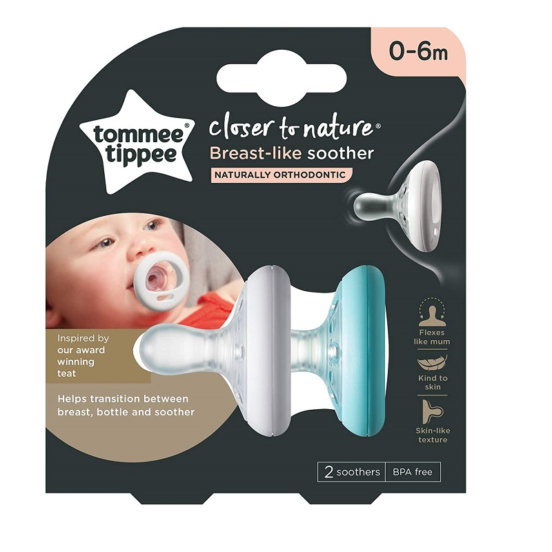 Tommee Tippee Breast-Like Soother, Skin-Like Texture, Symmetrical Orth  433440