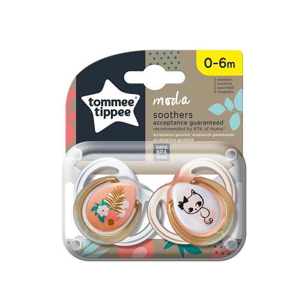 Tommee Tippee Moda Soothers (0-6m) – Girl 2pcs