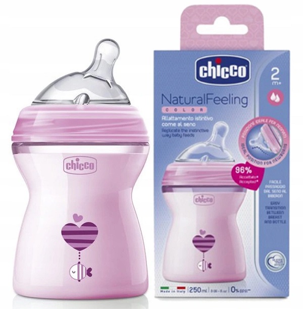 250 ml Chicco WellBeing Feeding Bottle With Silicone Teat For Baby of 2M+ Green 