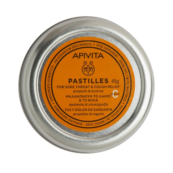 Apivita Propolis & Licorice Pastilles for Sore Throat & Cough Relief 45gr