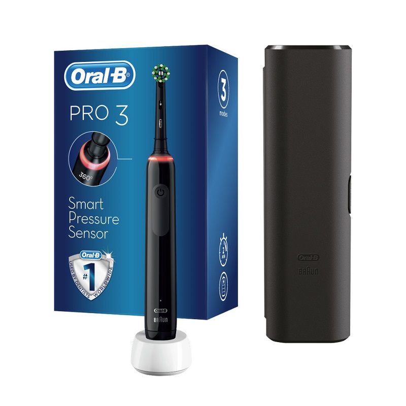 Oral-B 3500 Cross Action Black Electric Toothbrush with Travel Case | Foto Pharmacy