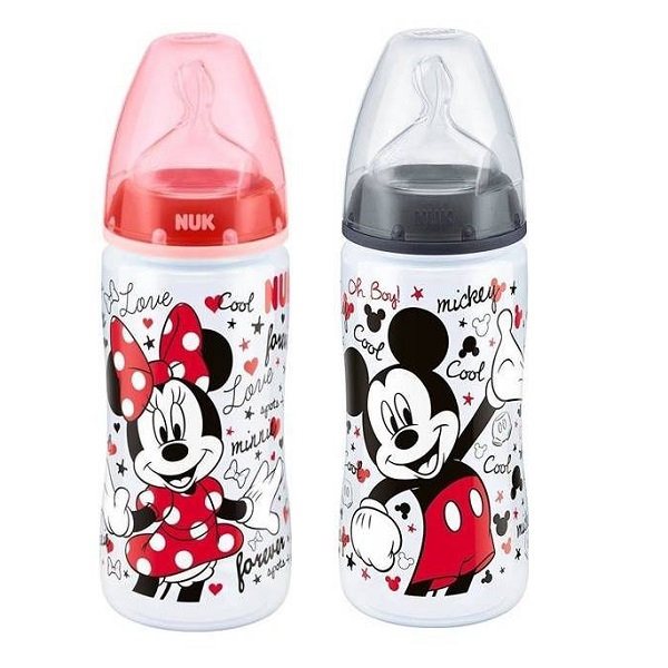 NUK Mickey First Choice 300ml Bottle Size 2 Black 6-18m 1 2 3 6 12 Packs 