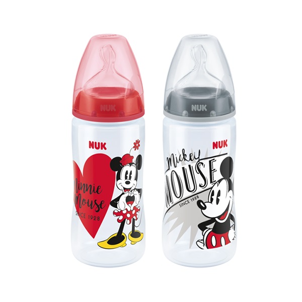 NUK Mickey First Choice 300ml Bottle Size 2 Black 6-18m 1 2 3 6 12 Packs 