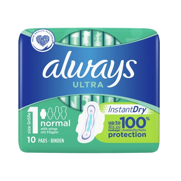 Always Ultra Normal Plus (Size 1) Sanitary Pads with Wings 10pcs