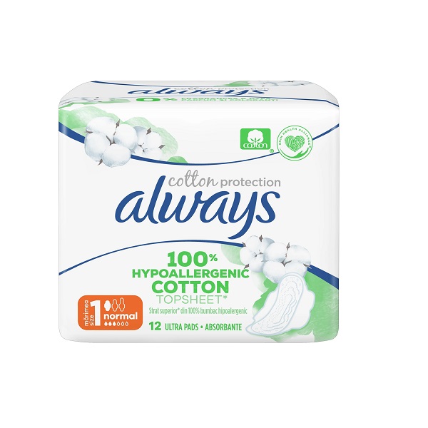 Always Cotton Protection (Size 1) Ultra Normal Organic Sanitary Pads 12pcs