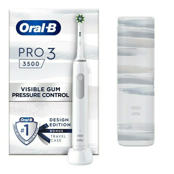 metgezel jazz Thermisch Oral-B Pro 3 3500 White Design Edition Rechargeable Electric Toothbrush &  Travel Case | Foto Pharmacy