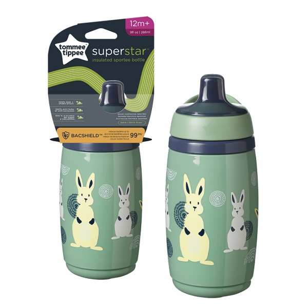 Tommee Tippee Superstar Insulated Sportee Toddler Water Bottle,  INTELLIVALVE 100% Leak-Proof and Shake-Proof
