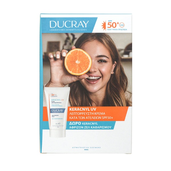 Ducray Keracnyl UV SPF50+ Anti-Blemish Fluid Face Sunscreen 50 ml & Gift Keracnyl Foaming Gel 40 ml