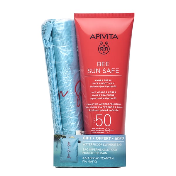 Apivita Bee Sun Safe Hydra Fresh Face & Body Milk SPF50 + Gift Waterproof Swimsuit Bag