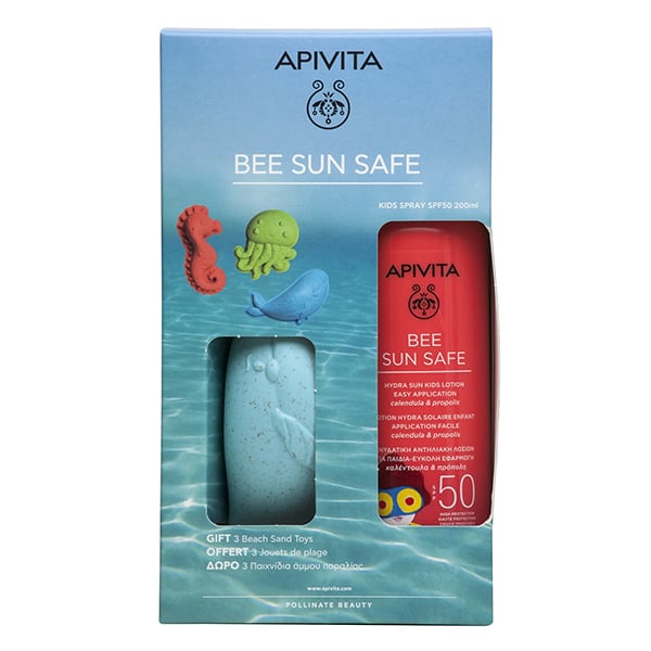 Apivita Bee Sun Safe Hydra Sun Kids Lotion-Easy Application SPF50 & GIFT 3 Beach Sand Toys