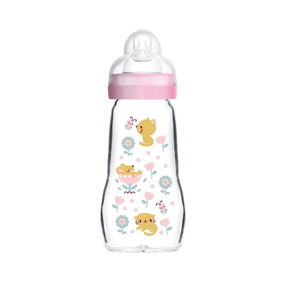MAM Feel Good 375S Baby Glass Bottle Girl (2m+) 260ml