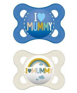 MAM Ι Love Mummy 115S Silicone Pacifier Boy (2-6m) 2pcs