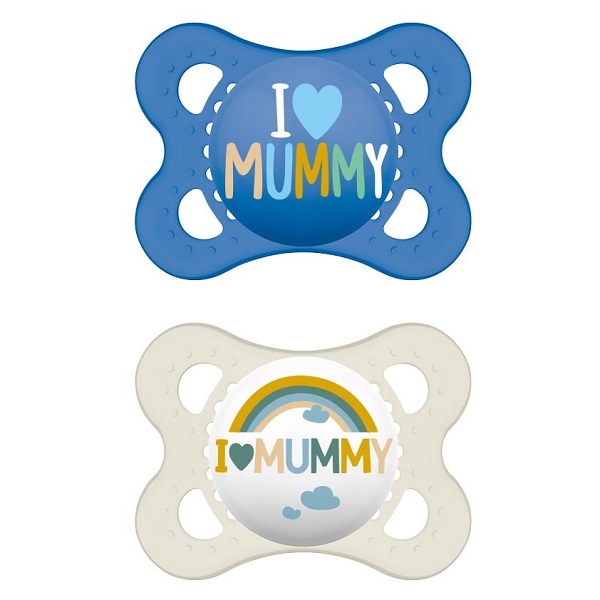 MAM Ι Love Mummy 115S Silicone Pacifier Boy (2-6m) 2pcs