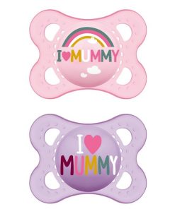 MAM Ι Love Mummy 115S Silicone Pacifier Girl (2-6m) 2pcs