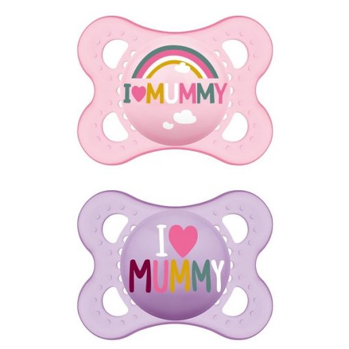 MAM Ι Love Mummy 115S Silicone Pacifier Girl (2-6m) 2pcs