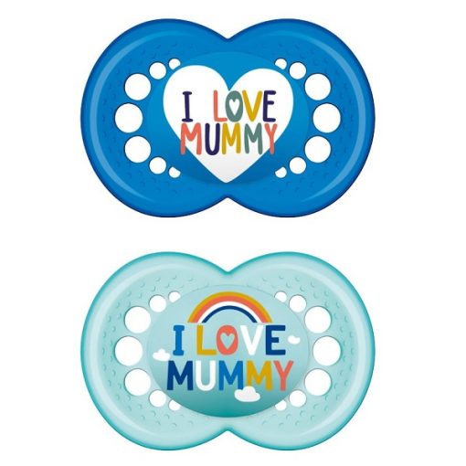 MAM Ι Love Mummy 170S Silicone Pacifier Boy (6-16m) 2pcs