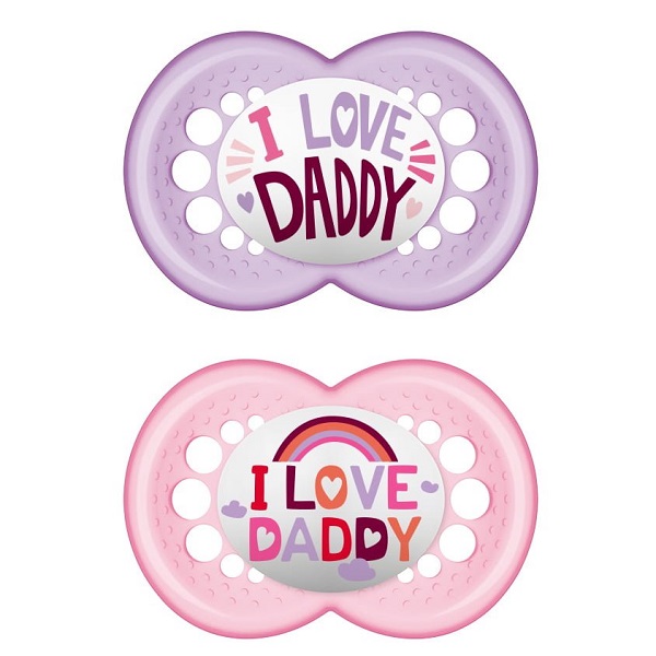 MAM Ι Love Daddy 170S Silicone Pacifier Girl (6-16m) 2pcs
