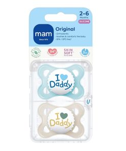 MAM Ι Love Daddy 115S Silicone Pacifier Boy (2-6m) 2pcs