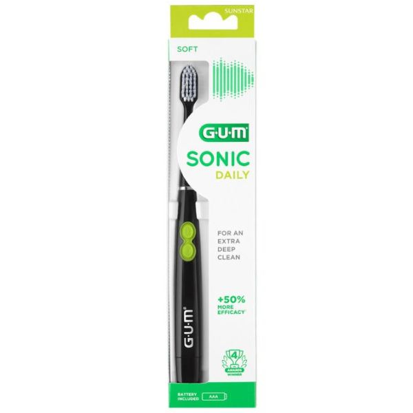 GUM Sonic Daily Battery Powered Electric Toothbrush 4100 Black