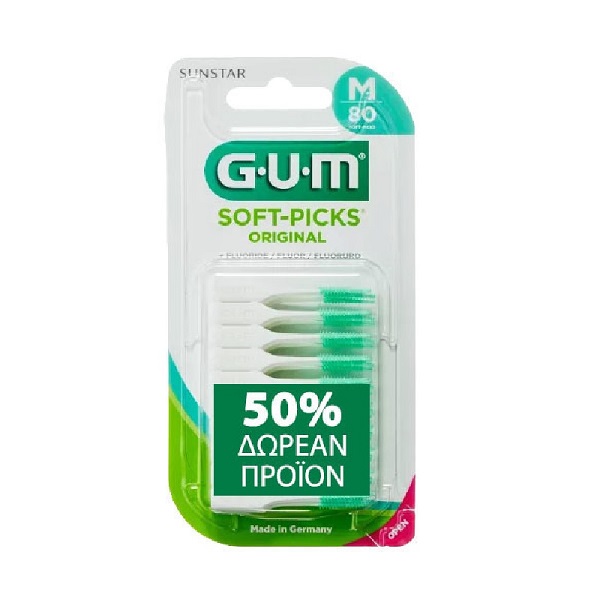 GUM Soft-Picks Original 632 Interdental Toothpicks Medium Green 80pcs
