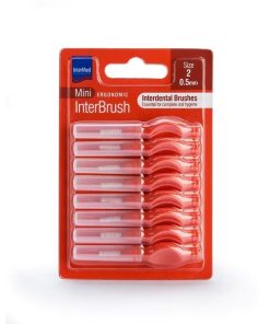 Intermed Mini Ergonomic Interdental Brushes with Handle 0.5mm Red 8pcs