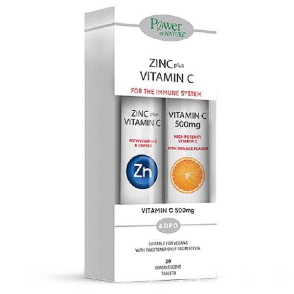 Power Health Zinc & Vitamin C Stevia 20 tablets & Vitamin C 500mg 20 tablets