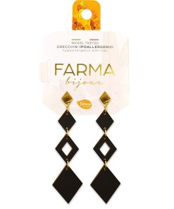 Farma Bijoux Hypoallergenic Long Black Pendant Earrings L65mm