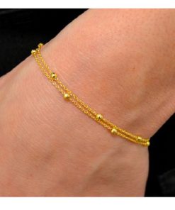 Farma Bijoux Hypoallergenic Double Gold Hand Bracelet with Delicate Gold Details