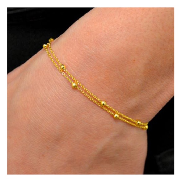 Farma Bijoux Hypoallergenic Double Gold Hand Bracelet with Delicate Gold Details
