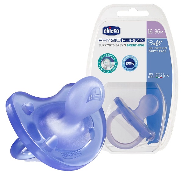 Chicco Physio Soft Orthodontic Pacifier All Silicone Purple 12m+
