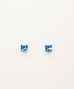 Farma Bijoux Carre Sapphire Blue Earrings 4mm