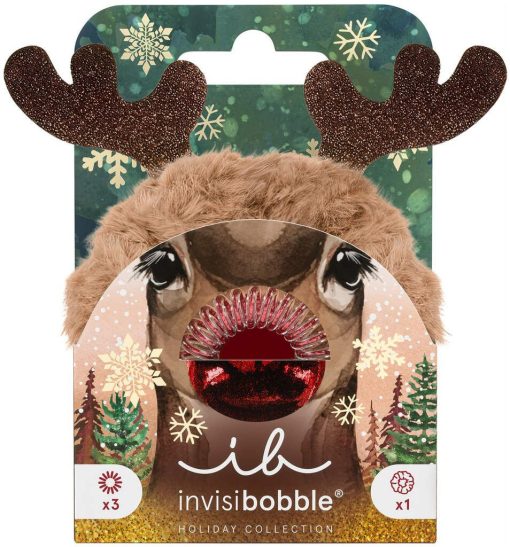 Invisibobble Red Nose Reindeer Hair Ties, 4pcs