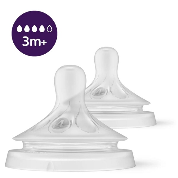 Philips Avent Soft Silicone Natural Response Nipple 3m+ SCY964/02, 2 pieces