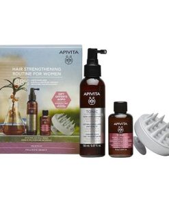 Apivita Hair Strengthening Routine for Women with Tonic Hair Loss Lotion, 150ml & Free Tonic Shampoo, 75ml & Scalp Brush Massager