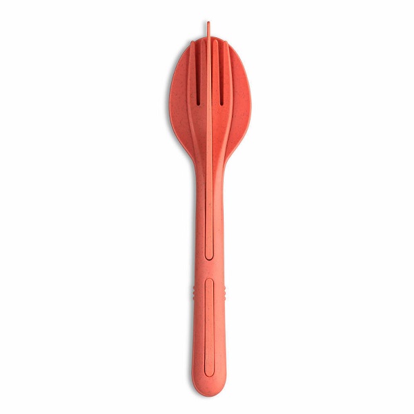 Koziol Cutlery Set 3 pcs Klikk, To-Go Cutlery, Plastic, Nature Coral