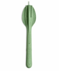 Koziol Cutlery Set 3 pcs Klikk, To-Go Cutlery, Plastic, Nature Leaf