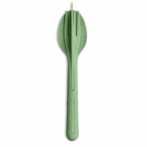 Koziol Cutlery Set 3 pcs Klikk, To-Go Cutlery, Plastic, Nature Leaf