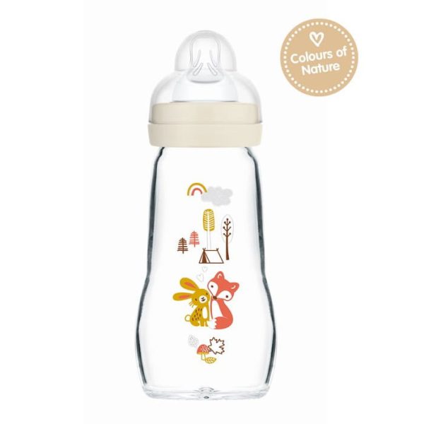 MAM Feel Good 377SU Baby Glass Bottle Forest (2m+) 260ml