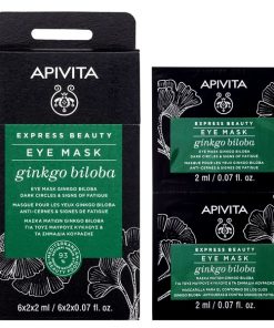 Apivita Express Beauty Ginkgo Biloba Eye Mask for Dark Circles and Signs of Fatigue 2x2ml