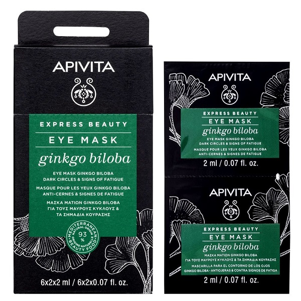 Apivita Express Beauty Ginkgo Biloba Eye Mask for Dark Circles and Signs of Fatigue 2x2ml