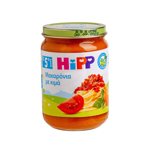HIPP Baby Meal Spaghetti With Minced Meat and Fresh Tomato 5m+ Gluten Free 190gr