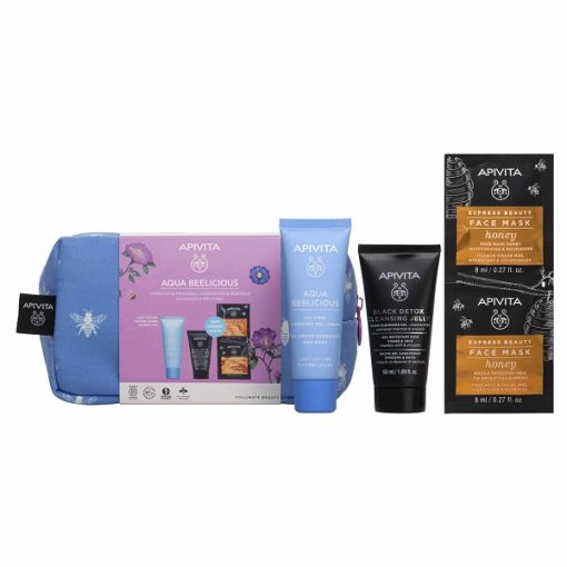 Apivita Promo Aqua Beelicious Soft Rich Texture Moisturizing Cream 40ml & Black Face Cleansing Gel 50ml & Express Mask Honey 2x8ml