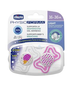 Chicco Pacifier Physio Forma Light Night 16-36m Pink 2pcs