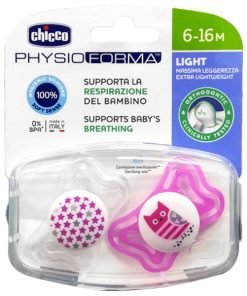 Chicco Pacifier Physio Light Silicone 6-16 Months Pink 2pcs