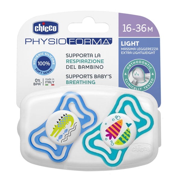 Chicco Pacifier PhysioForma Light Silicone Teat Ciel 16-36m 2pcs
