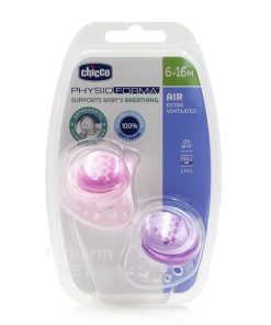 Chicco Physio Air Orthodontic Pacifier Pink 6-16m+ 2pcs