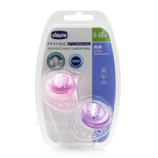 Chicco Physio Air Orthodontic Pacifier Pink 6-16m+ 2pcs